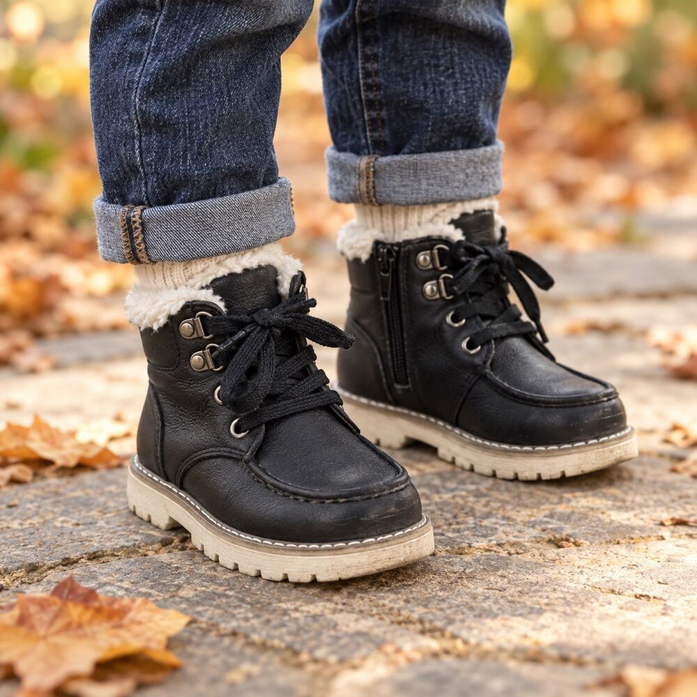 Old Navy Black Sherpa Lined Boots Toddler Size 8